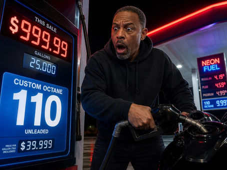 A man pumping high octane fuel in his motorcycle