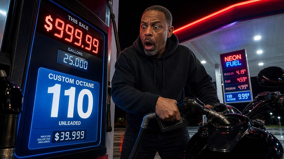 A man pumping high octane fuel in his motorcycle