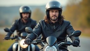 Motorcycle instructor and learner using communication headsets during training