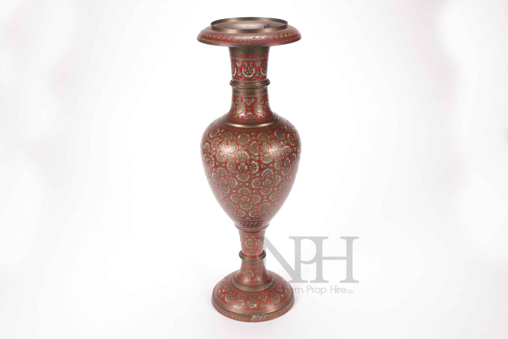 Indian enamelled brass vase