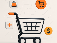 Carrinho de compras digital representando site para loja virtual.