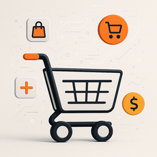 Carrinho de compras digital representando site para loja virtual.