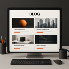 Tela de computador mostrando melhor plataforma para blog com design limpo.