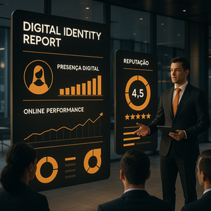 Profissional apresentando relatório sobre como ter presença digital.