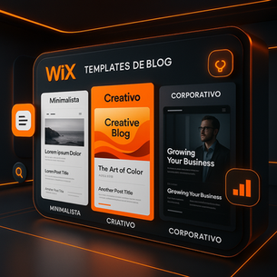 Templates de blog no Wix em estilos minimalista, criativo e corporativo.
