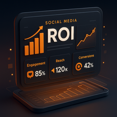 Gráfico digital ilustrando ROI no marketing digital em redes sociais.