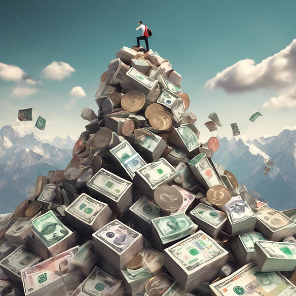 forex trader climbing a mountain of different currencies.jpg