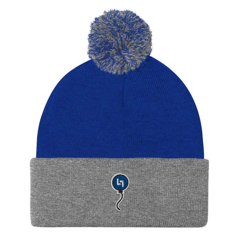 Blue Balloon Pom-Pom Beanie