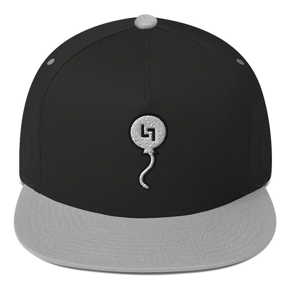 Thumbnail: White Balloon 5 Panel Flat Bill Snapback Hat 