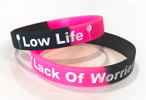 1 Hot Pink Black Low Life Lack Of Worries Band