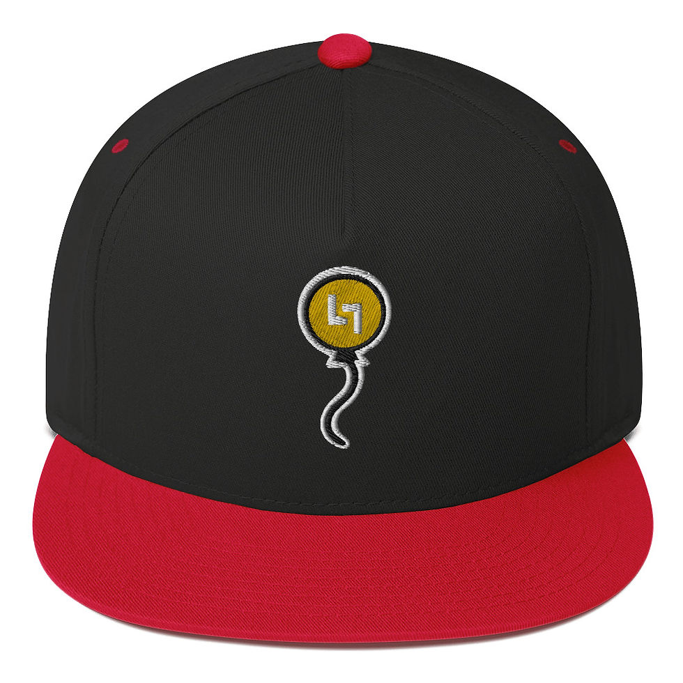 Thumbnail: Yellow Balloon 5 Panel Flat Bill Snapback Hat 