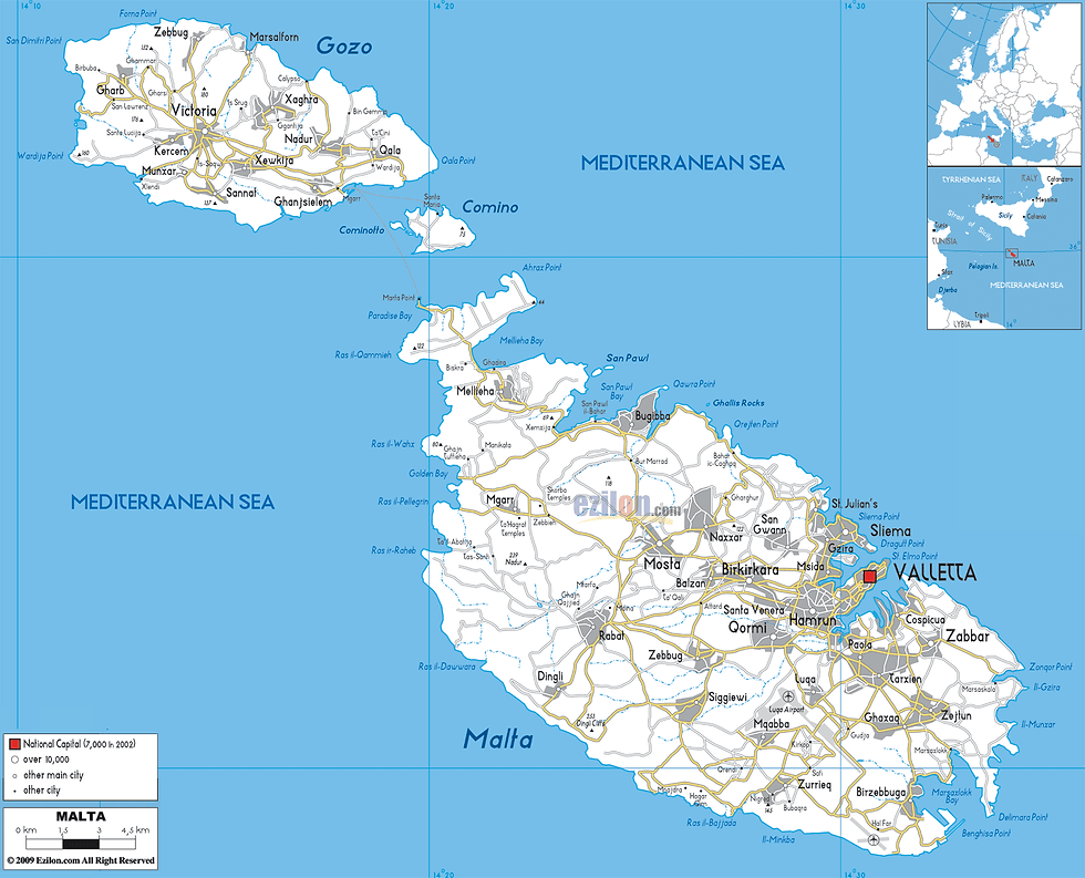 Map of Malta and Gozo