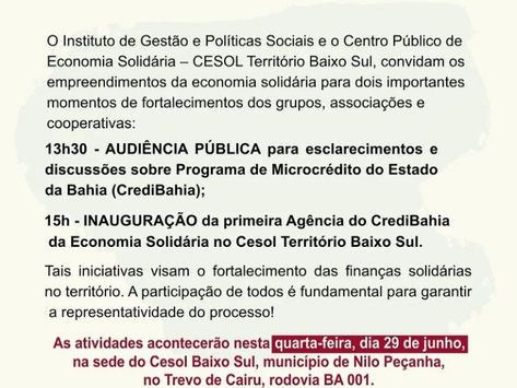 NILO PEÇANHA - Agência do CrediBahia será inaugurada nesta quarta (29/06)