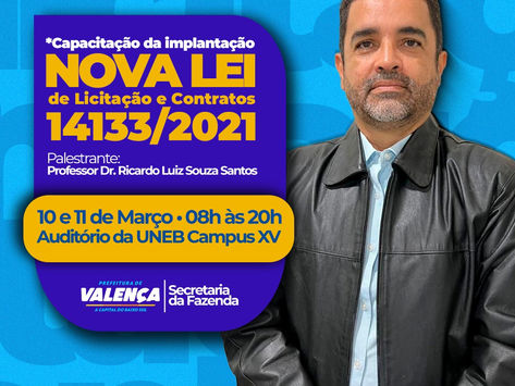 VALENÇA: Servidores Municipais farão curso de capacitação sobre a Nova Lei de Licitações e Contratos
