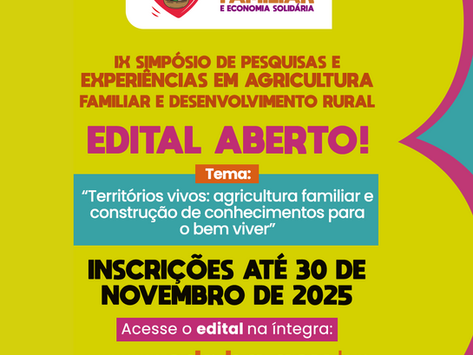 SDR abre inscrições para o 9º Simpósio de Pesquisas e Experiências em Agricultura Familiar e Desenvolvimento Rural
