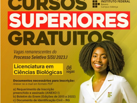 IFBaiano Campus Valença abre seleção para preencher vagas no curso de Biologia
