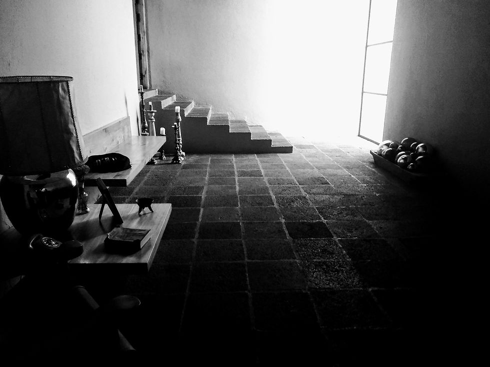 Recibidor. En blanco y negro, por dramatismo.