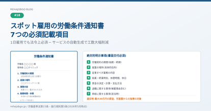 リハ職スポット雇用の労働条件通知書の書き方とテンプレート