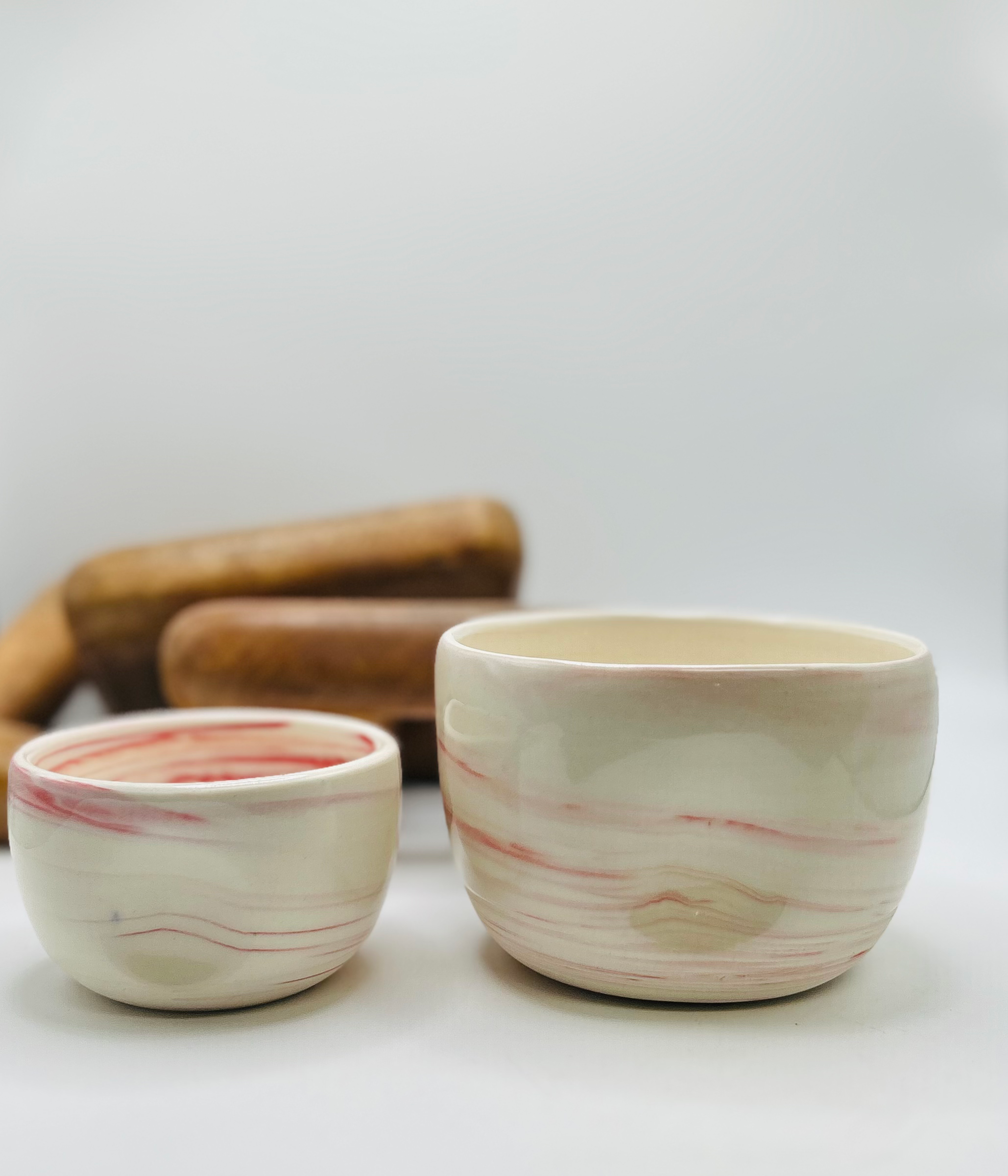 Duo Verre à Pouce Marbré Rose - Petit & Régulier