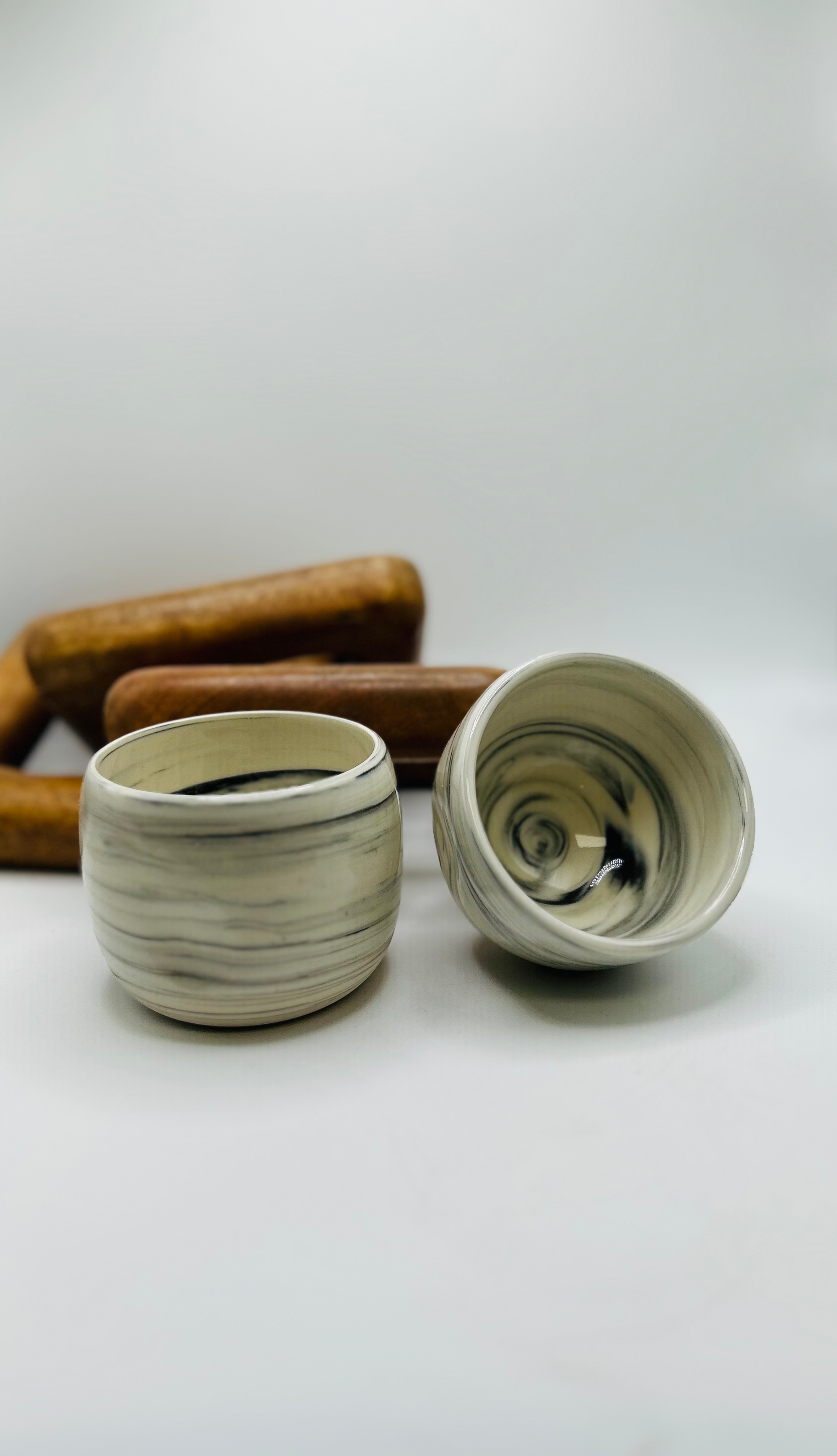 Duo Verre à Pouce Marbré Noir - Petit