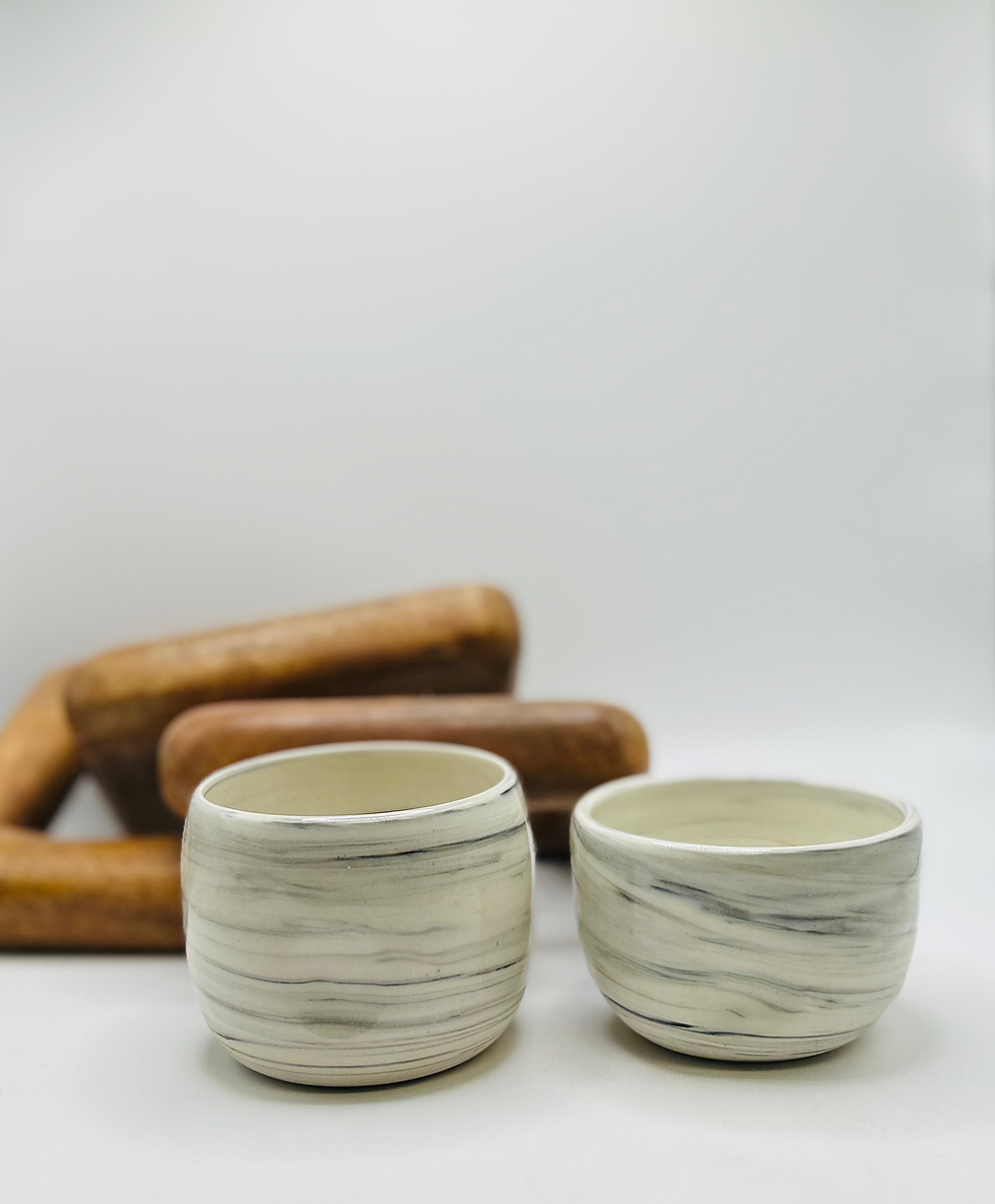 Miniature : Duo Verre à Pouce Marbré Noir - Petit