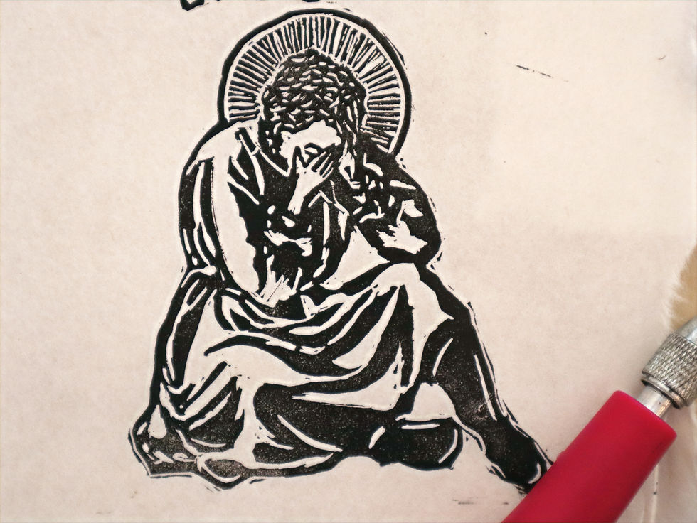 Thumbnail: "Lord, I leave my cringe at the Foot of Your Cross"Prayer Block Print