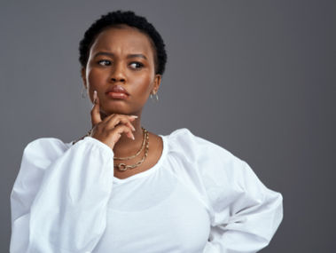 A woman thinking