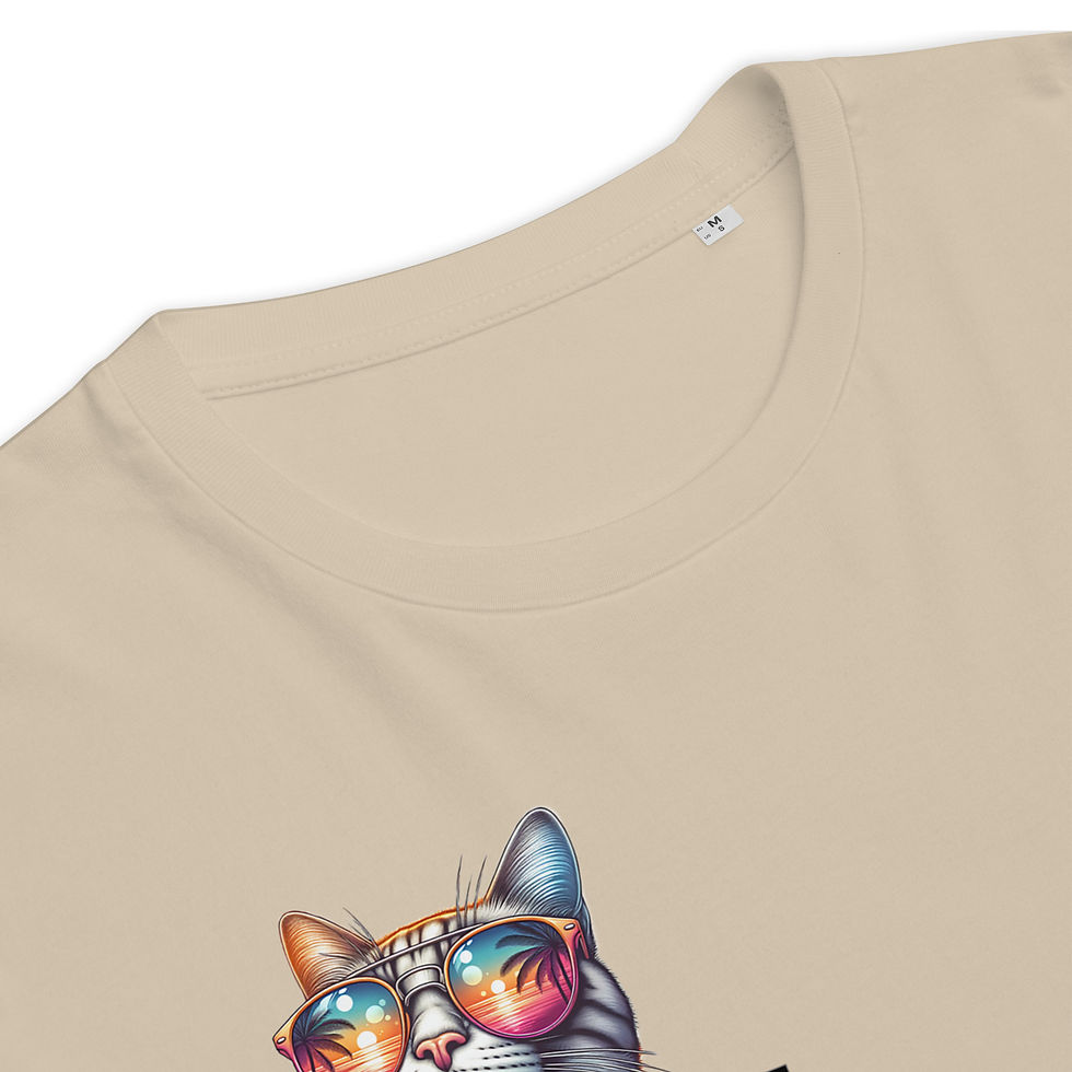 Thumbnail: Unisex organic ribbed neck t-shirt | Pawsitive Vibes Cool Cat Ed (Light Colors)