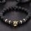 Thumbnail: Golden Onyx Stone Leopard and Lava Stone Beads Bracelet