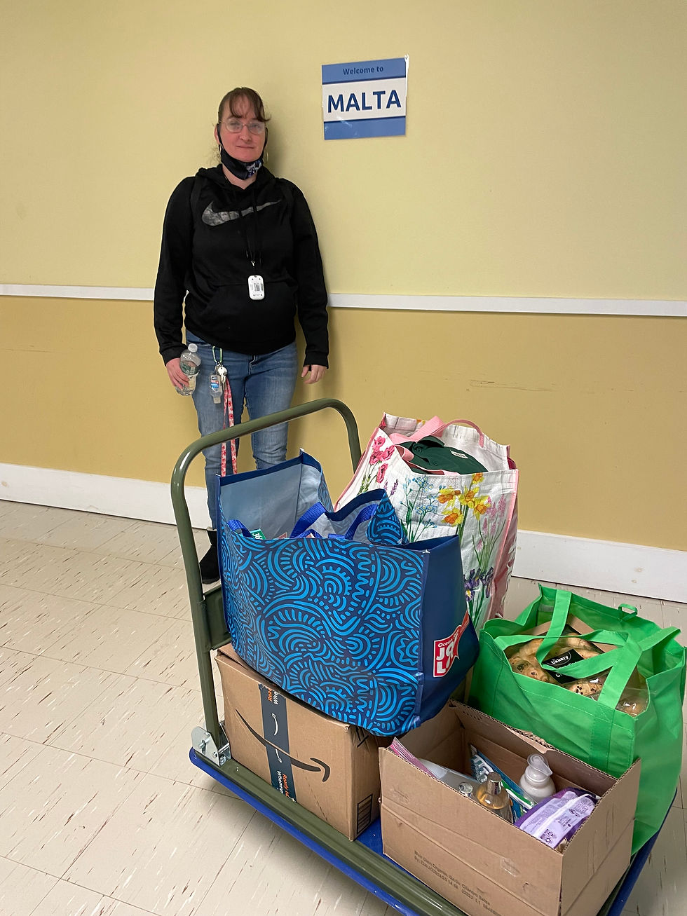 Anne with supplies from MALTA