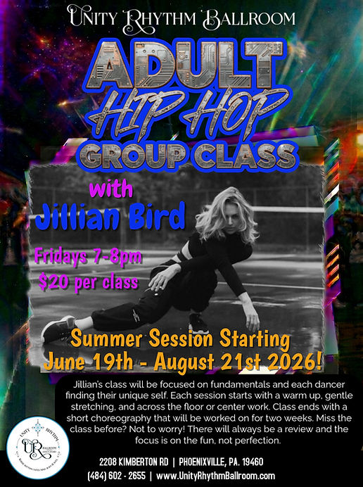 Summer Session Adult HIP HOP with Jillian Bird June19-August21-2026
