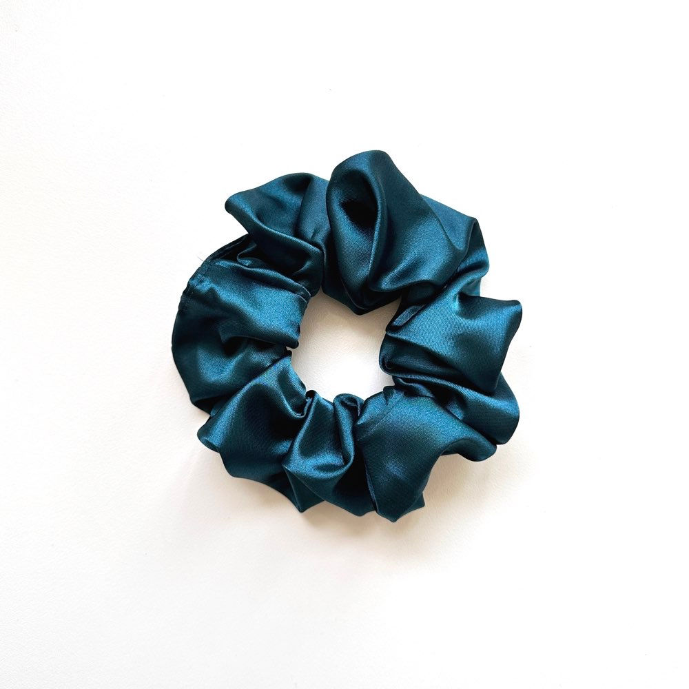 Chouchou taille classique Satin Vert Canard