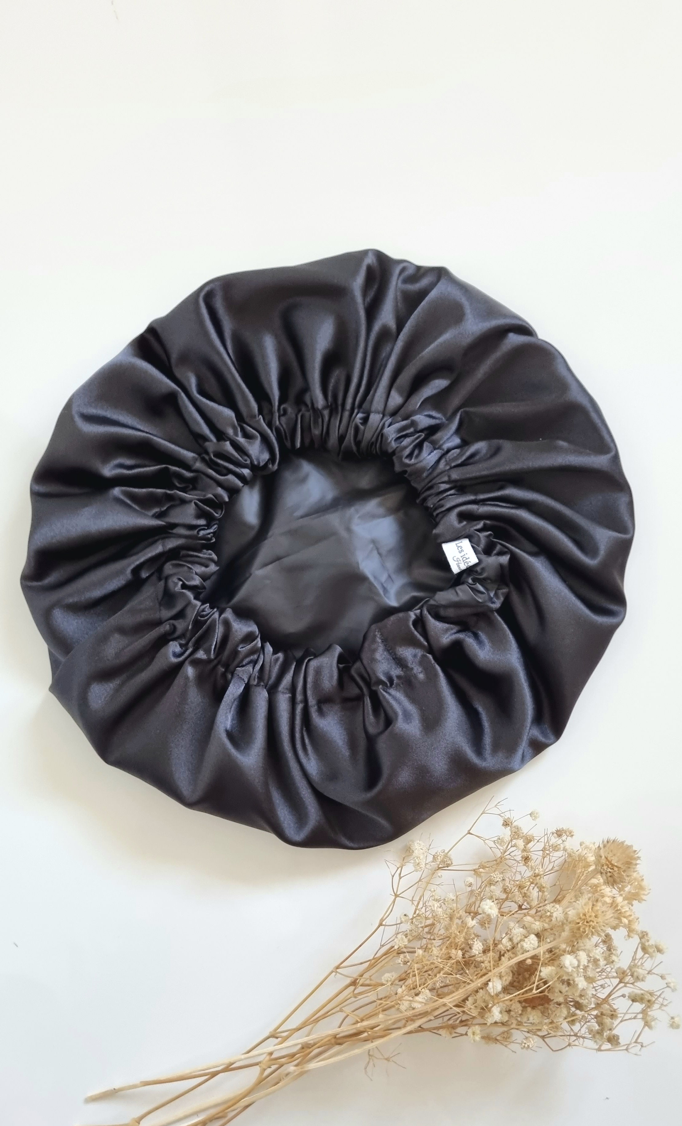 Bonnet de douche satin Noir