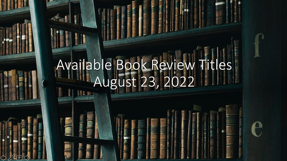 Available Book Review Titles - August 23, 2022