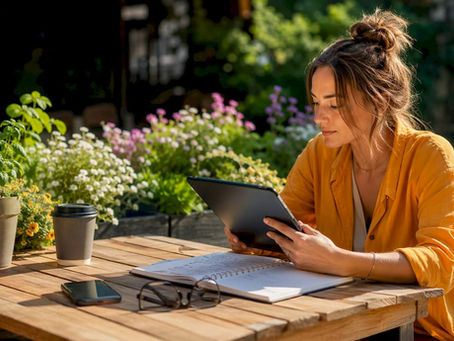 Small business owner comparing social media tools
