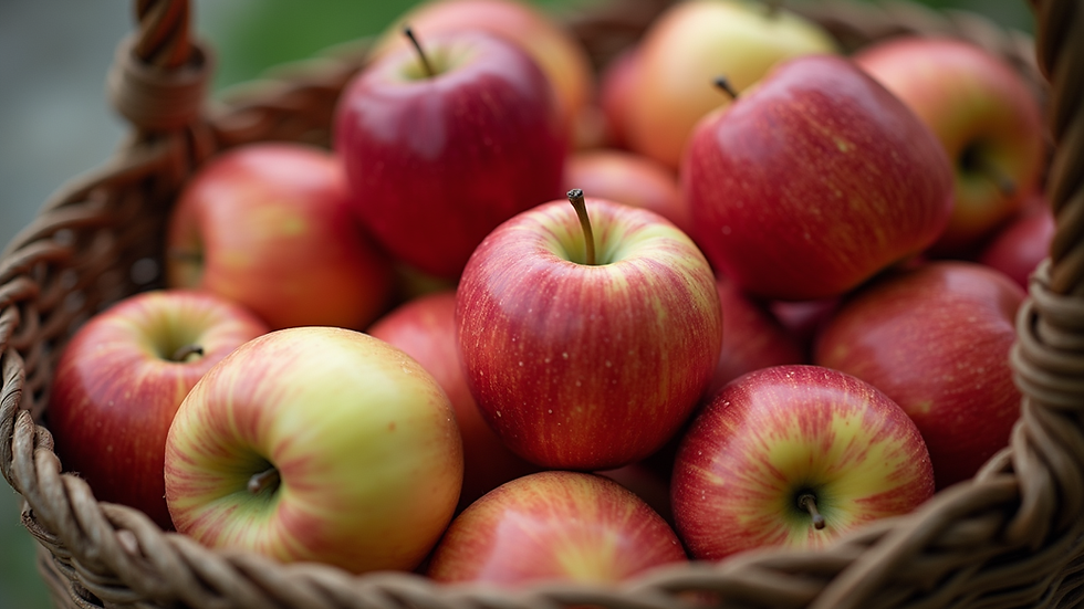 Close-up view of a variety of apples in a basket