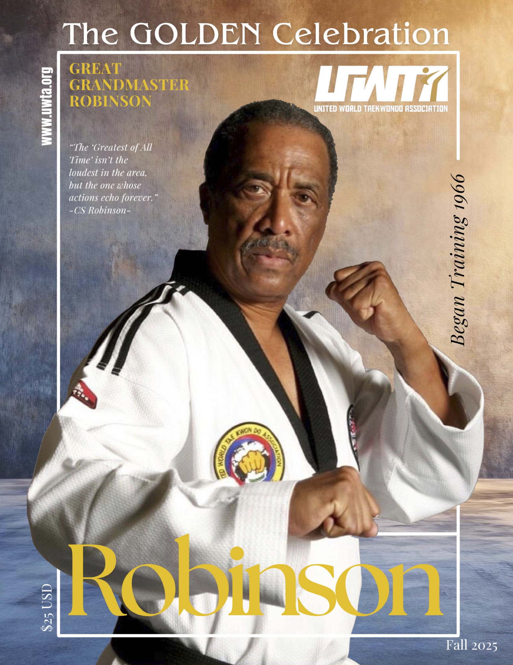 A flyer visually promoting the special commemorative booklet for the Taekwondo community.