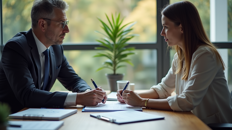 Eye-level view of a financial advisor discussing tax options