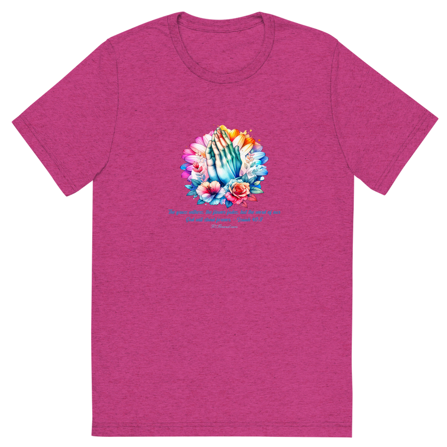 G7 Apparel Praying Hands Christian Tee – Isaiah 40:8 Scripture Shirt