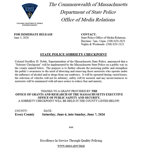 Essex County Sobriety Checkpoint
