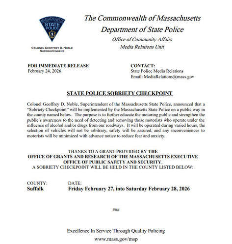 Suffolk County Sobriety Checkpoint