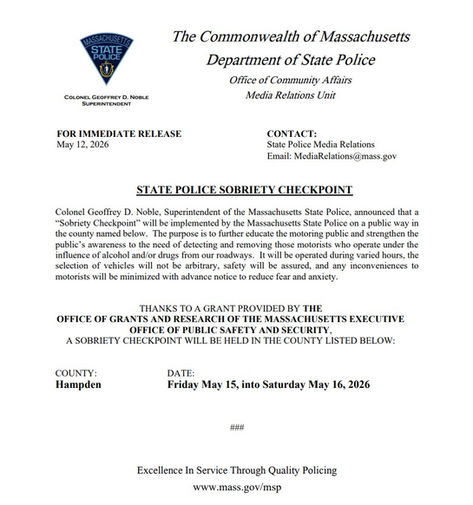 Hampden County Sobriety Checkpoint
