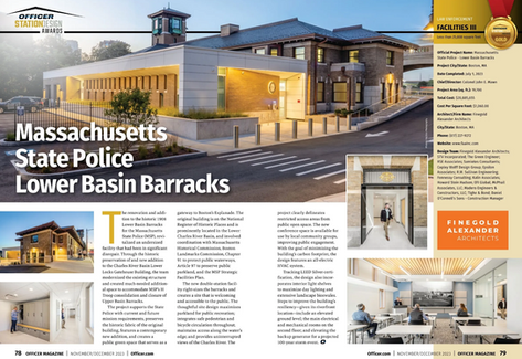 New MSP Boston Barracks Awarded Gold Medal for Station Design by OFFICER Magazine