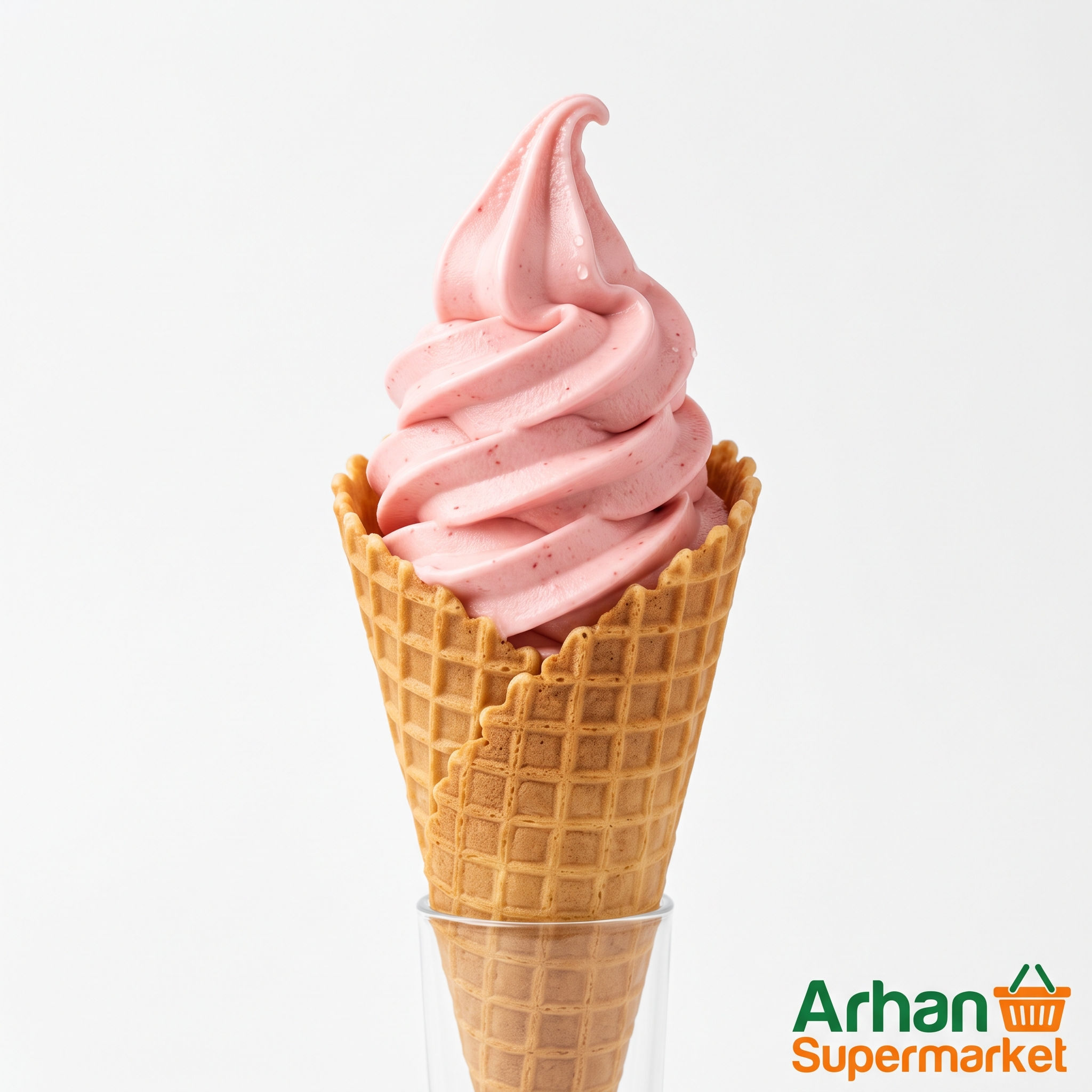 Fresh Strawberry Softy Ice Cream Cone