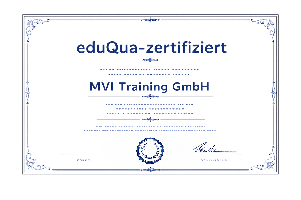 Exemplarisches Zertifikat für vorhandene Eduqua Zertifizieren