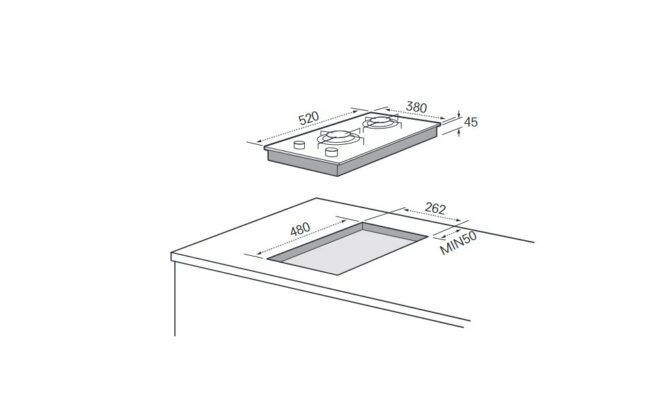 Thumbnail: Master Kitchen Domino Gas Hob MKHG382EDFG