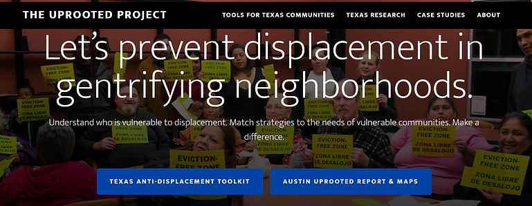 Screenshot of The Uprooted Project website