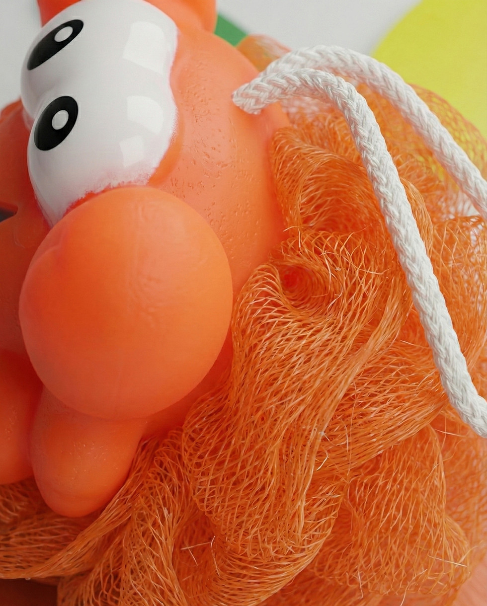 Miniature : Éponge de Bain Enfant – Crabe Sourire avec Filet de Bain