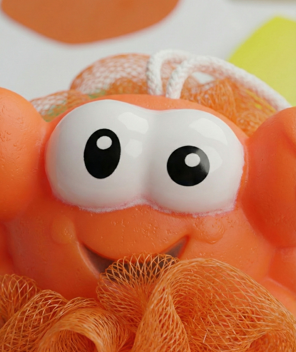 Miniature : Éponge de Bain Enfant – Crabe Sourire avec Filet de Bain