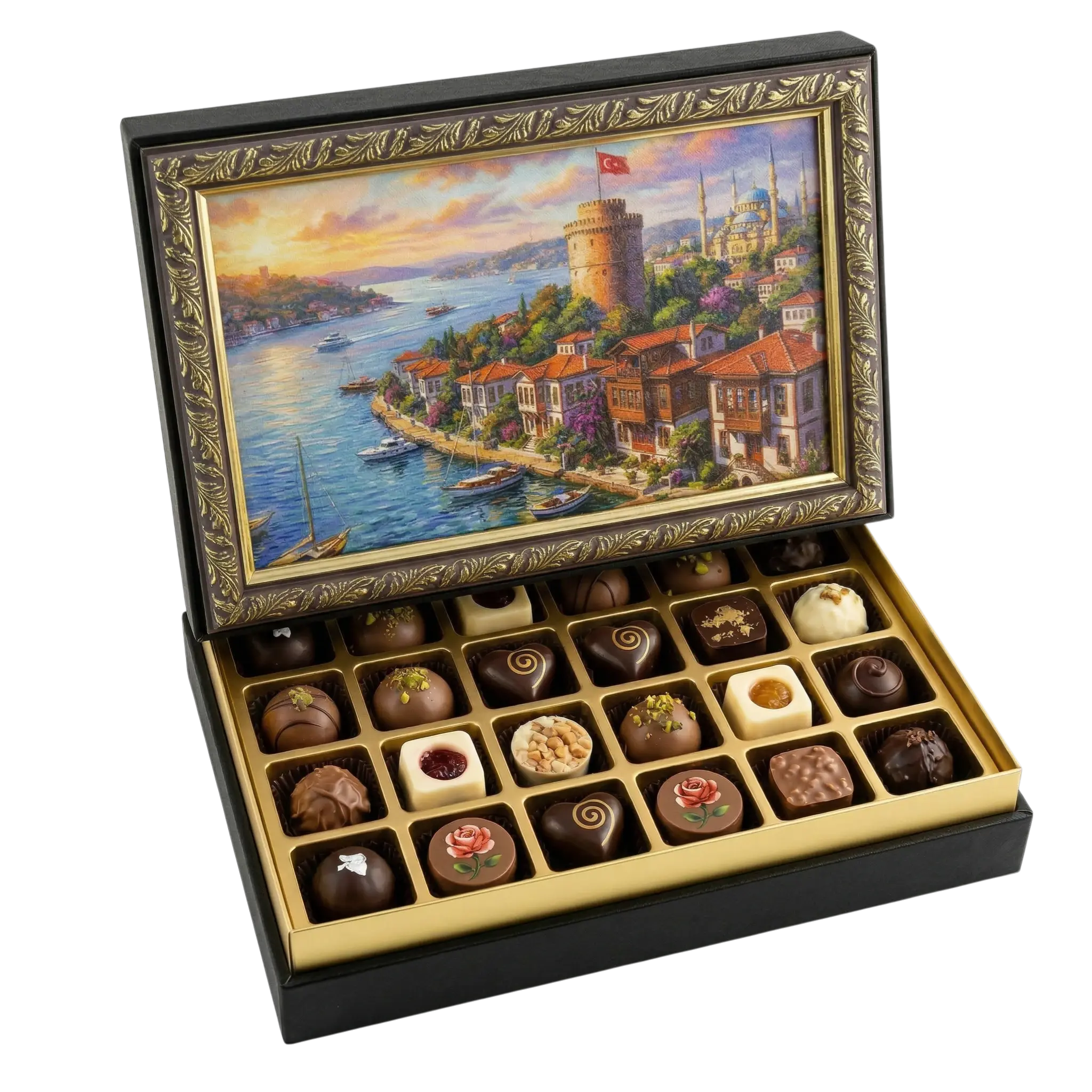 Çerçeveli Orta Dikdörtgen Rumeli Hisarı Çikolata Kutusu